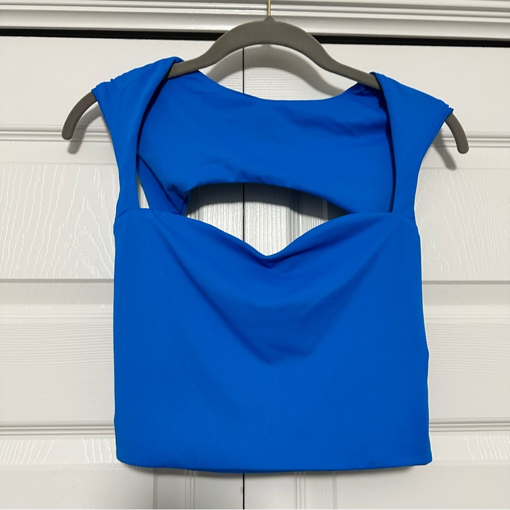 SHEIN Cropped Open Back Sleeveless Top in Blue Size XS VGUC‎